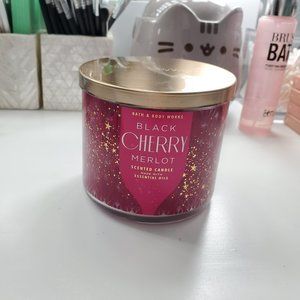 New BBW Black Merlot Cherry 3 Wick Candle